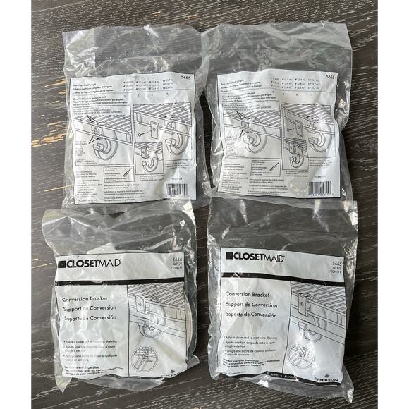 ClosetMaid Conversion Bracket For Wire Shelving Rod Holder, Lot Of 4 #5655 White - Picture 1 of 8